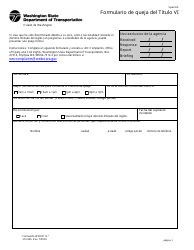 Document preview: DOT Formulario 272-066 Formulario De Queja Del Titulo Vi - Washington (Spanish)