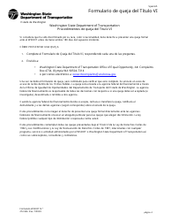 DOT Formulario 272-066 Formulario De Queja Del Titulo Vi - Washington (Spanish), Page 4