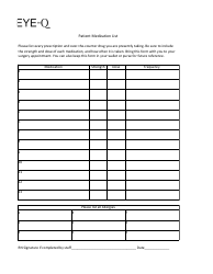 Document preview: Patient Medication List Template - Eye-Q