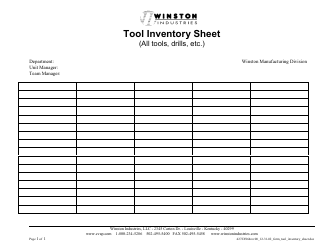 Tool Inventory Spreadsheet Template - Winston Industries ...