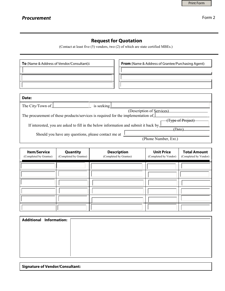 Request Form for Quotation, Page 1