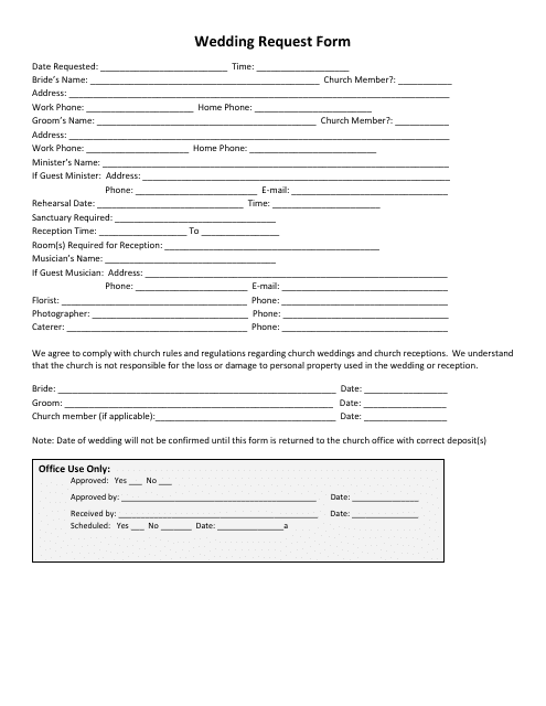 Wedding Request Form Download Pdf