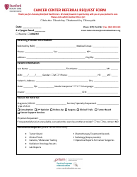 Document preview: Cancer Center Referral Request Form - Stanford Health Care