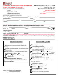 Document preview: Referral for Consult or Procedure - Standford
