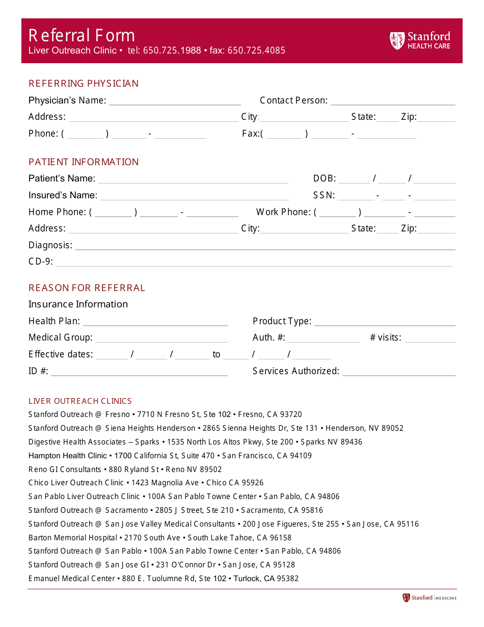 Referral Form - Stanford, Page 1