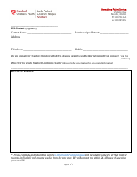 International Pediatric Patient Information Form - Stanford, Page 2