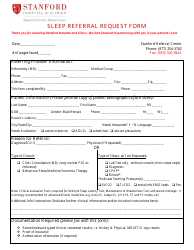 Document preview: Sleep Referral Request Form - Stanford
