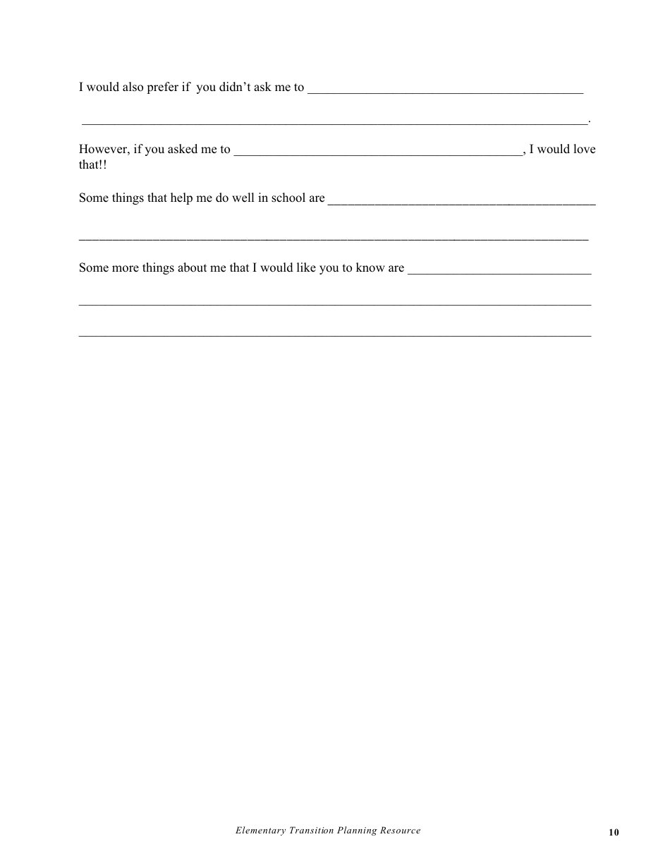 Elementary Transition Planning Resource - Prince Edward Island, Canada, Page 11