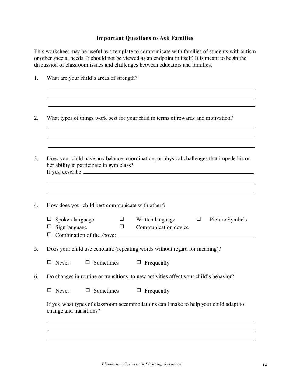 Elementary Transition Planning Resource - Prince Edward Island, Canada, Page 15