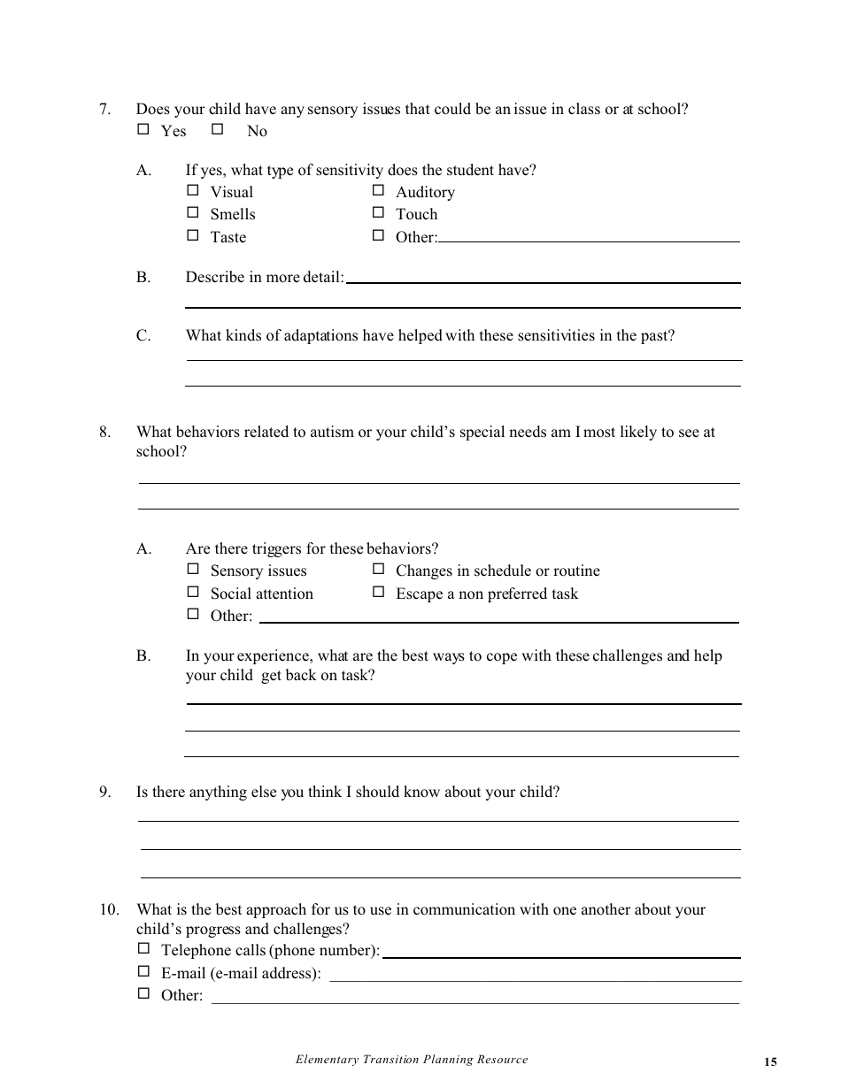 Elementary Transition Planning Resource - Prince Edward Island, Canada, Page 16