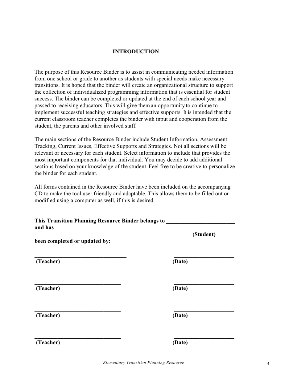 Elementary Transition Planning Resource - Prince Edward Island, Canada, Page 5