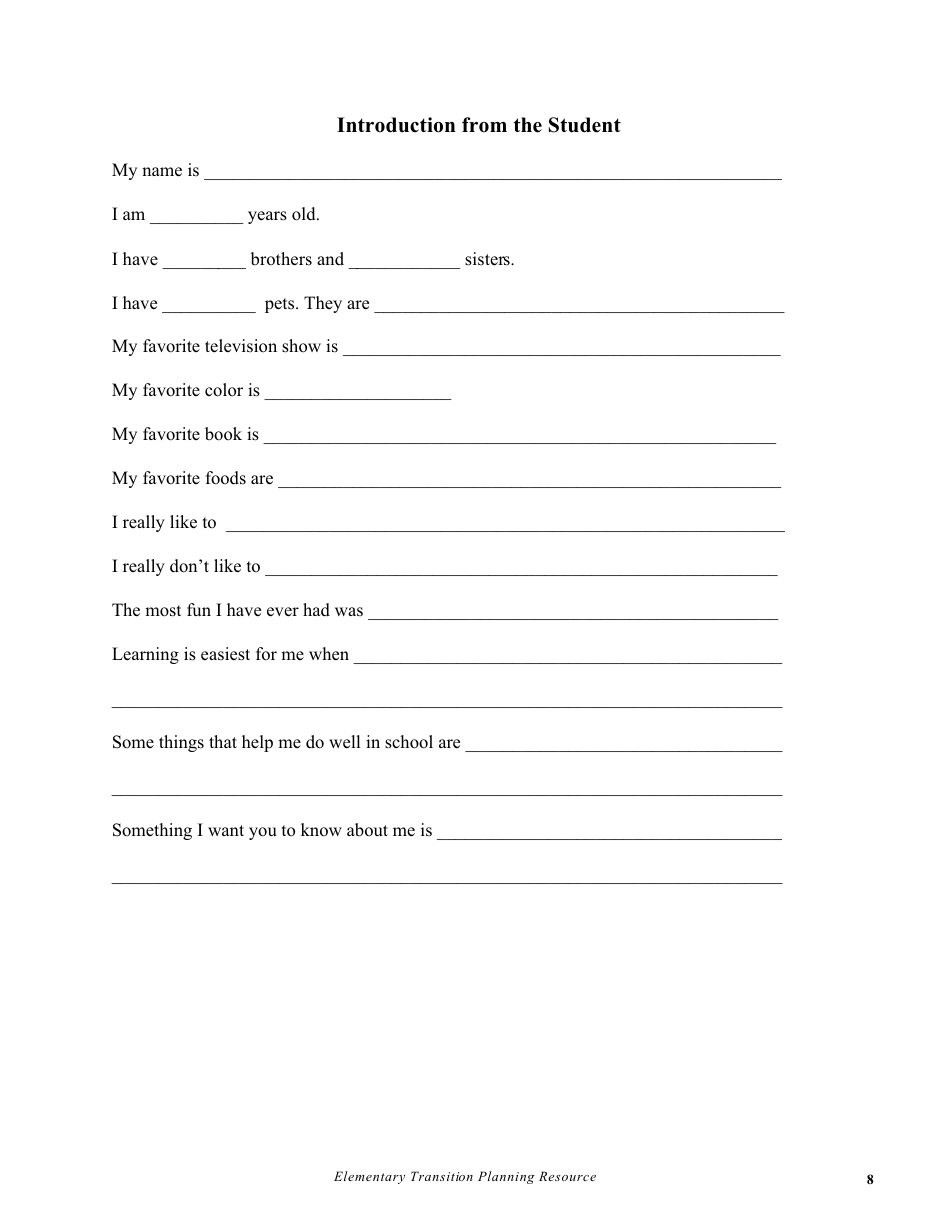 Elementary Transition Planning Resource - Prince Edward Island, Canada, Page 9