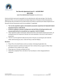 Form 05-24-007A Test Security Agreement Level 4 - Mclass Only - Alaska