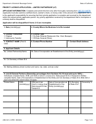 Form ABC-521-C Priority License Application - Limited Partnership (Lp) - California