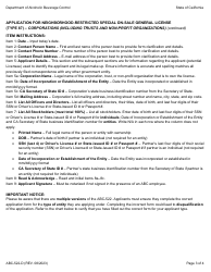Form ABC-522-D Application for Neighborhood Restricted Special on-Sale General License (Type 87) - Corporations (Including Trusts and Non-profit Organizations) - California, Page 3