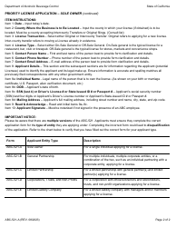 Form ABC-521-A Priority License Application - Sole Owner - California, Page 2