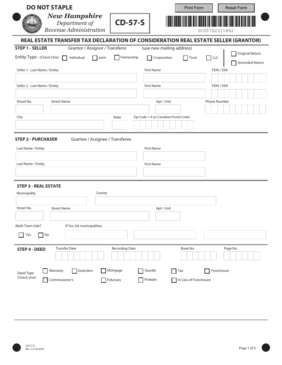 Form CD-57-S Download Fillable PDF or Fill Online Real Estate Transfer ...