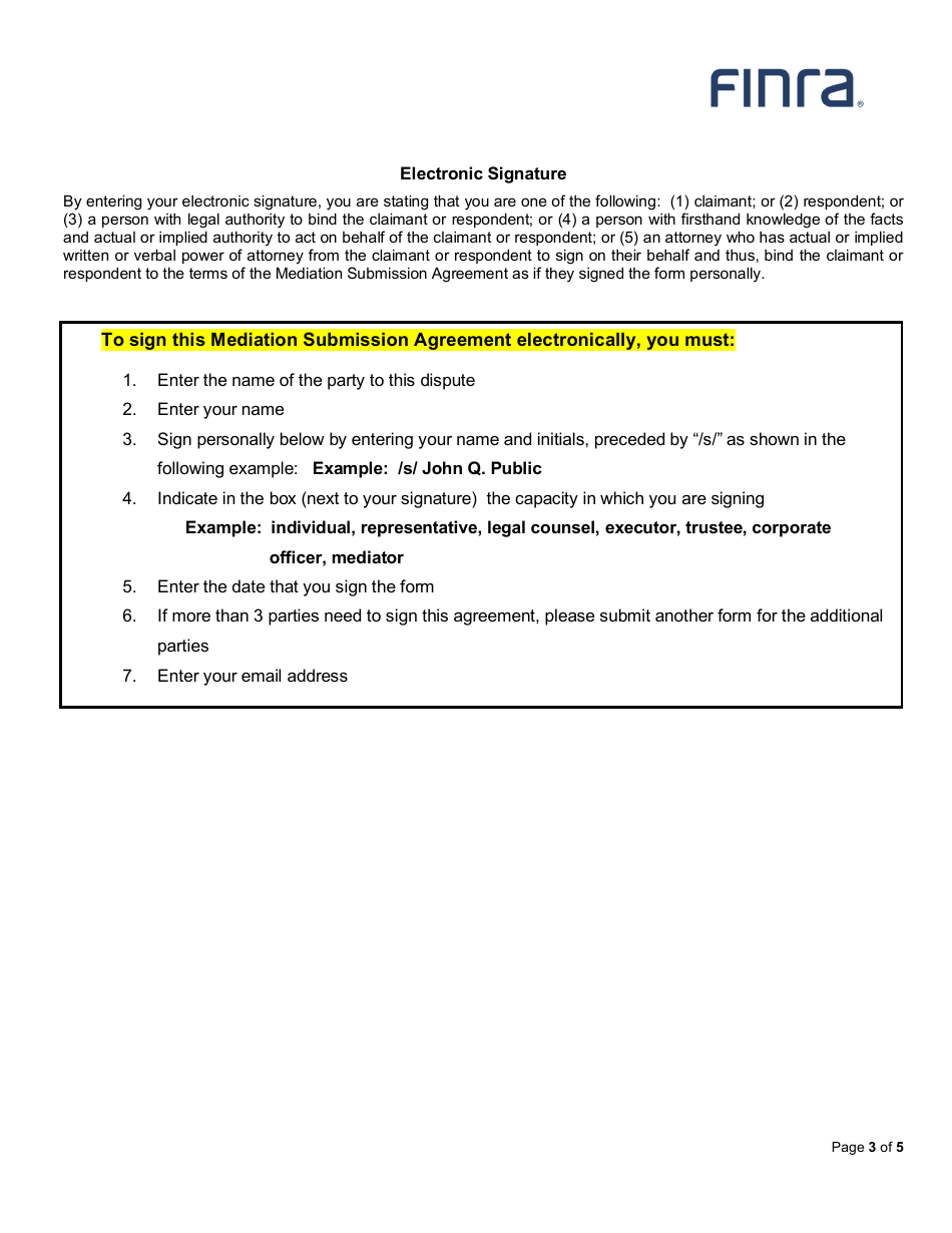 Mediation Submission Agreement, Page 3