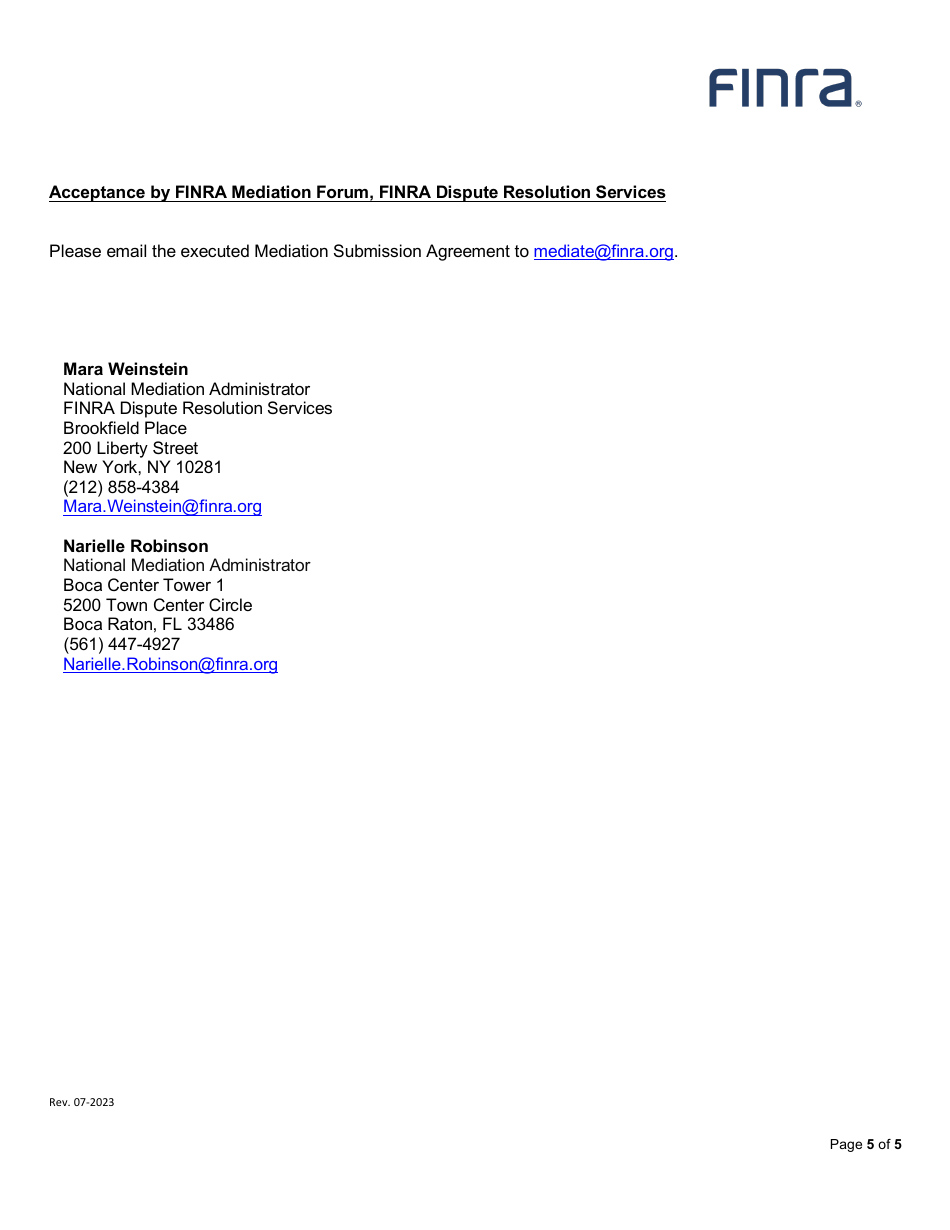 Mediation Submission Agreement, Page 5
