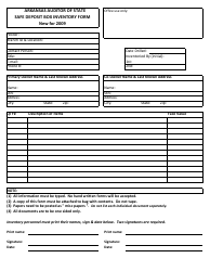Document preview: Safe Deposit Box Inventory Form - Arkansas