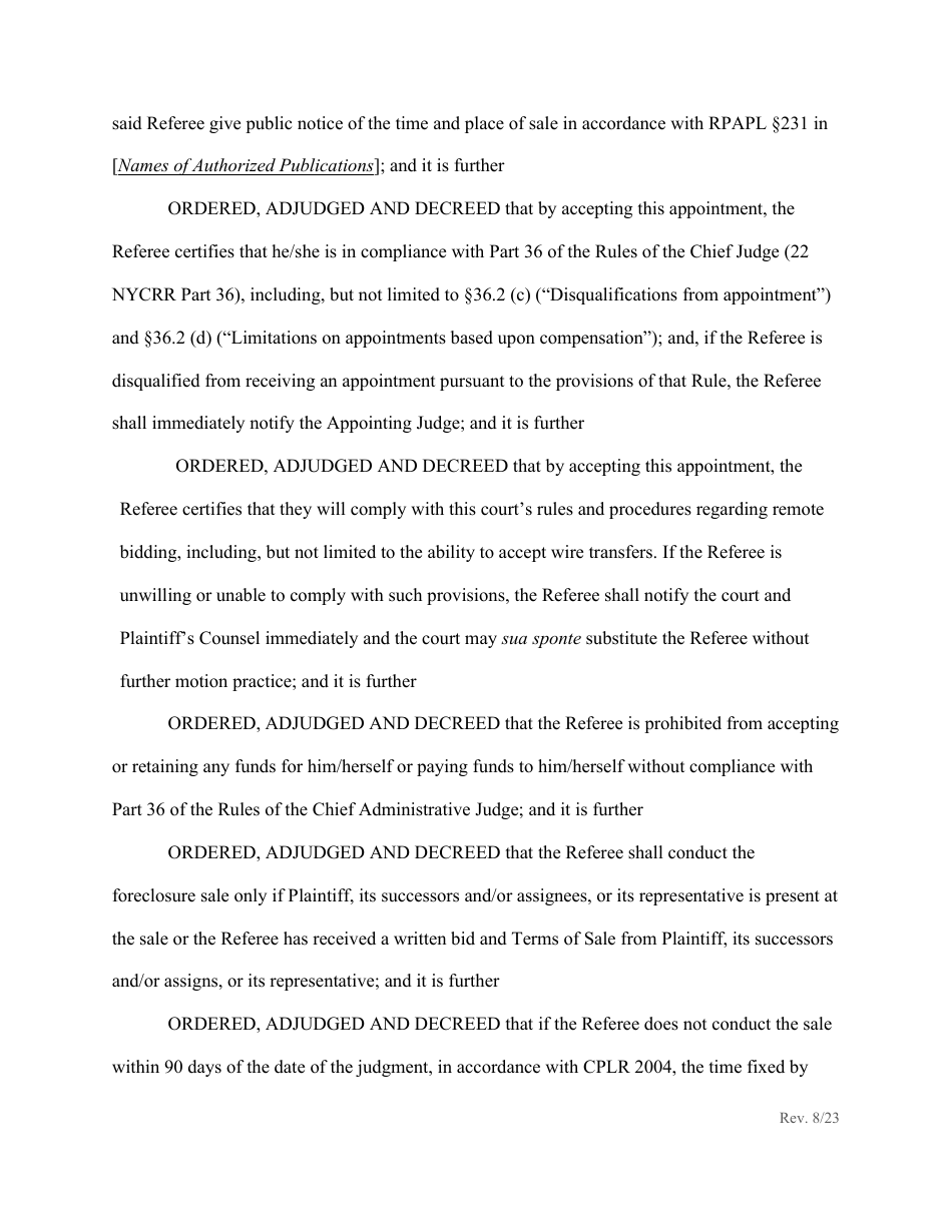 Order Confirming Referee Report and Judgment of Foreclosure and Sale - New York, Page 3