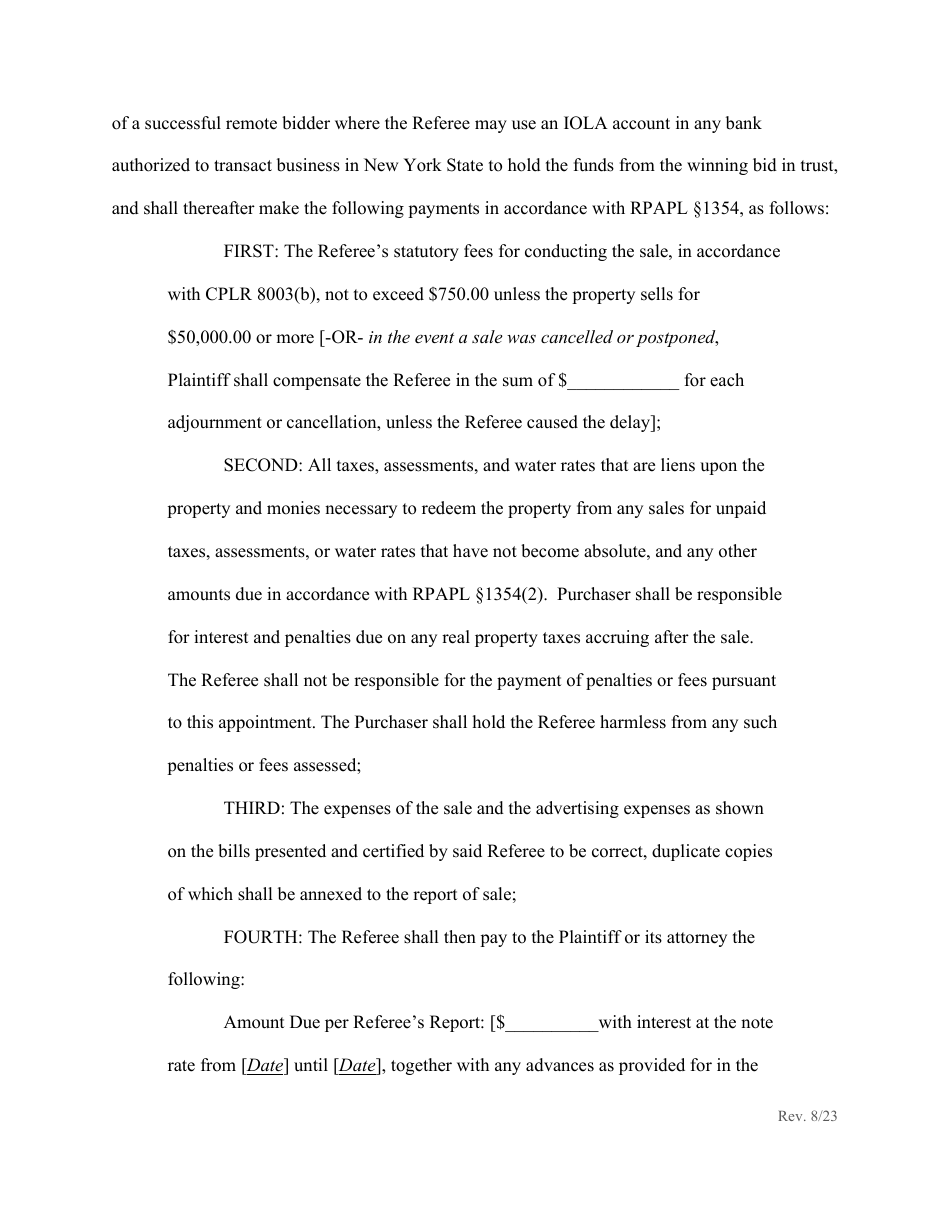 Order Confirming Referee Report and Judgment of Foreclosure and Sale - New York, Page 6