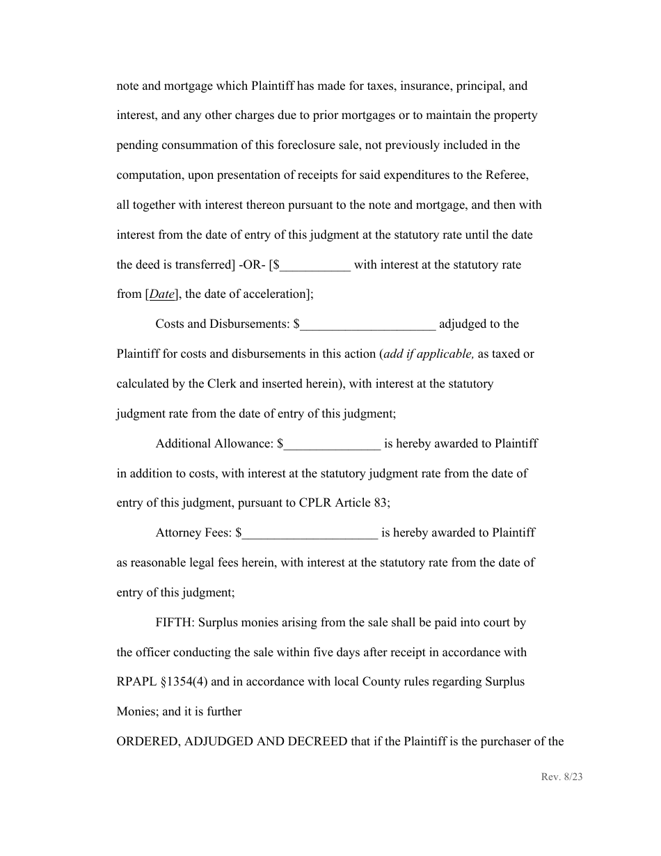 Order Confirming Referee Report and Judgment of Foreclosure and Sale - New York, Page 7