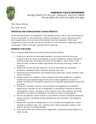 Police Officer Employment Application Packet - Hardwick Town, Vermont, Page 11