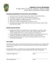 Police Officer Employment Application Packet - Hardwick Town, Vermont, Page 14
