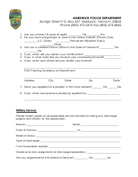 Police Officer Employment Application Packet - Hardwick Town, Vermont, Page 3