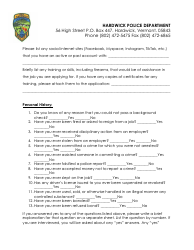 Police Officer Employment Application Packet - Hardwick Town, Vermont, Page 5
