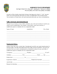 Police Officer Employment Application Packet - Hardwick Town, Vermont, Page 6