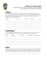 Police Officer Employment Application Packet - Hardwick Town, Vermont, Page 8