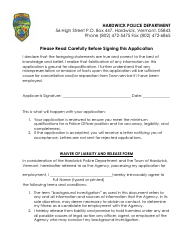 Police Officer Employment Application Packet - Hardwick Town, Vermont, Page 9