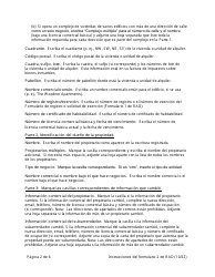 Instrucciones para RAD Formulario 2 Registro Modificado - Washington, D.C. (Spanish), Page 2