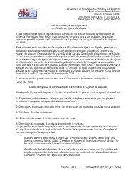 Document preview: Instrucciones para RAD Formulario 9 Certificado De Ajuste De Alquiler - Washington, D.C. (Spanish)