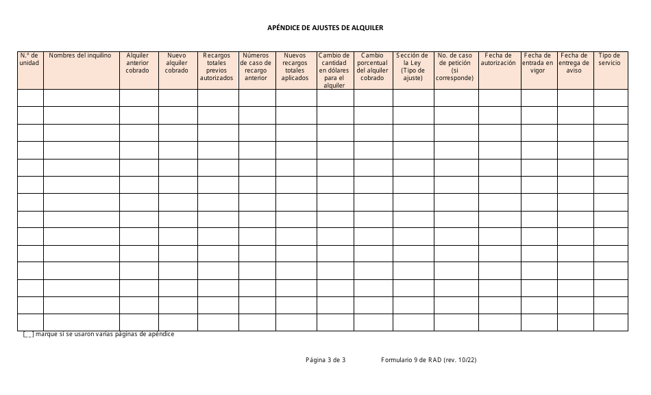 RAD Formulario 9 Certificado De Ajuste De Alquiler - Washington, D.C. (Spanish), Page 3