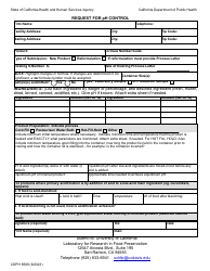 Document preview: Form CDPH8589 Request for Ph Control - California