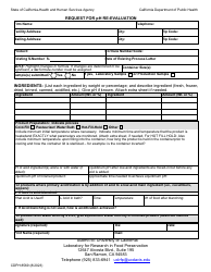Document preview: Form CDPH8569 Request for Ph Re-evaluation - California