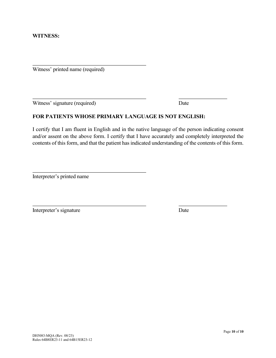 Form DH5083-MQA Masculinizing Medications for Patients With Gender Dysphoria Patient Information and Informed Consent - Florida, Page 10