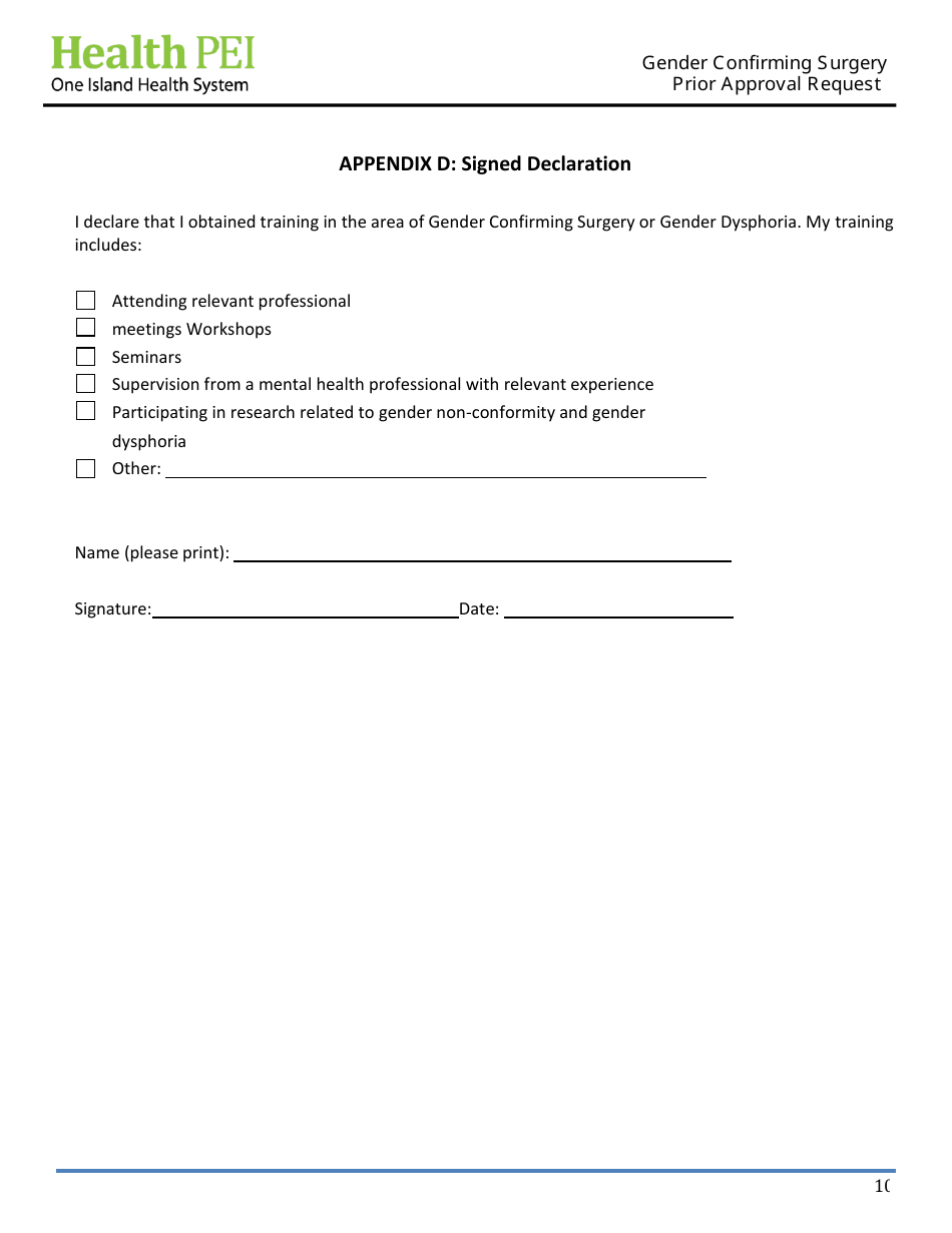 Gender Confirming Surgery Prior Approval Request - Prince Edward Island, Canada, Page 10