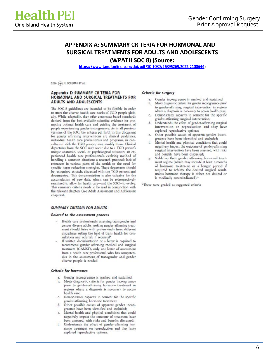 Gender Confirming Surgery Prior Approval Request - Prince Edward Island, Canada, Page 6