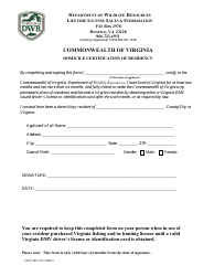 Document preview: Form OUT-007 Domicile Certification of Residency - Virginia