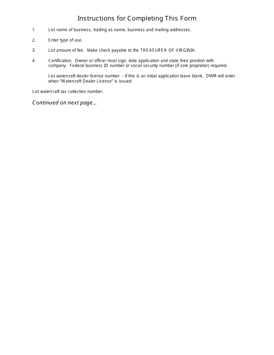 Form WRTC-007 Application for Dealer or Manufacturer Demonstration Certificate of Number (Registration) - Virginia, Page 1
