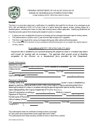 Document preview: Form OUT-008 Disabled Arrowgun Authorization Form - Virginia