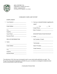 Document preview: Form WRTC-008 Consumer Complaint Report - Virginia