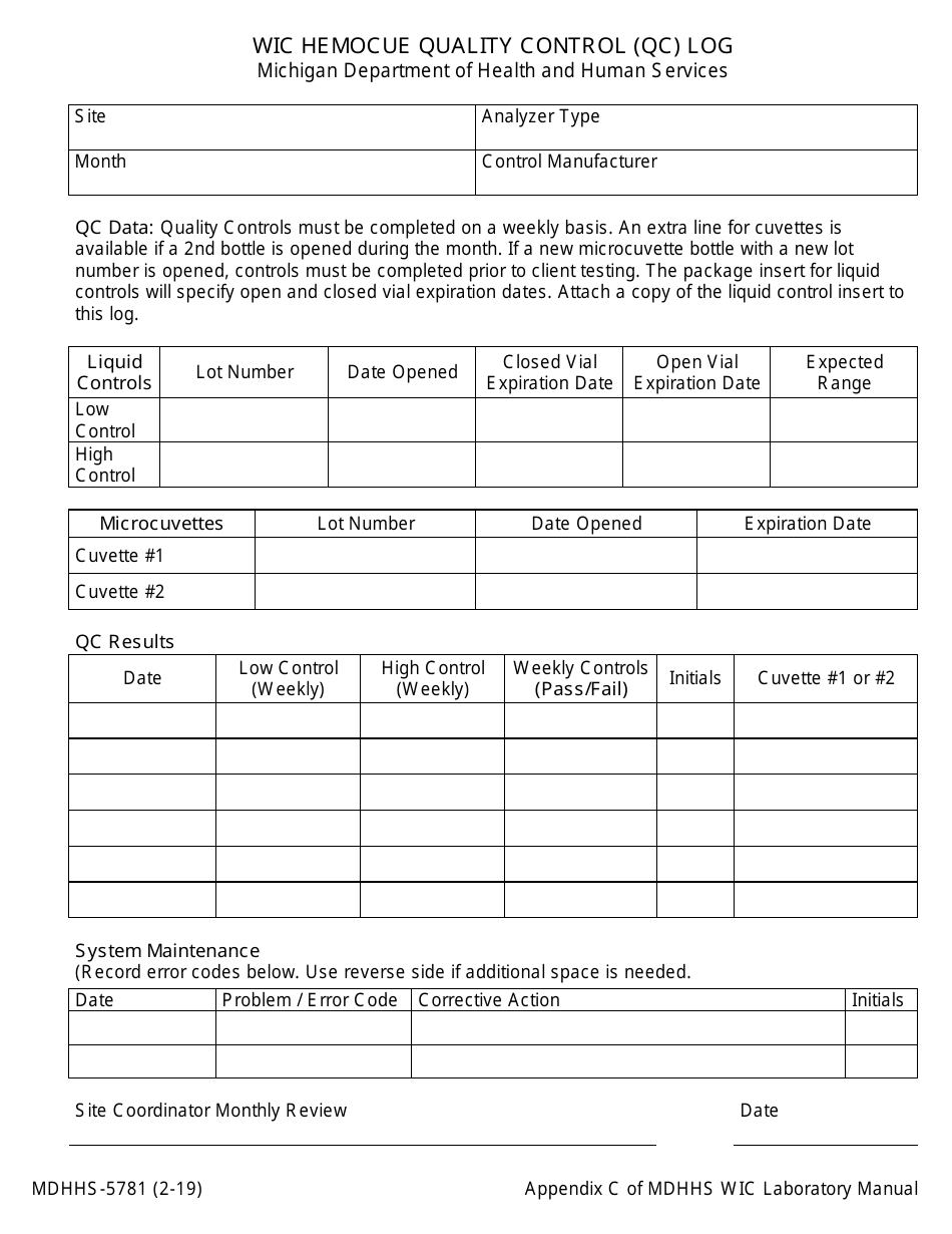 Form MDHHS5781 Fill Out, Sign Online and Download Printable PDF