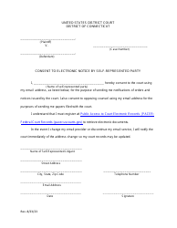 Document preview: Consent to Electronic Notice by Self-represented Party - Connecticut