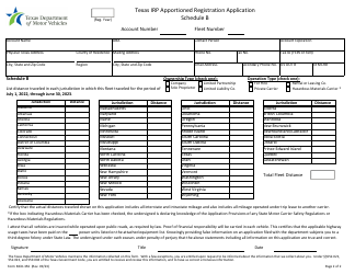 Form MCD-356 Schedule A, B Texas Irp Apportioned Registration Application - Texas, Page 2