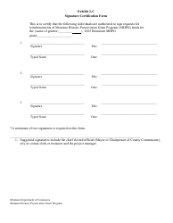 Document preview: Exhibit 2-C Signature Certification Form - Montana Historic Preservation Grant Program - Montana, 2025